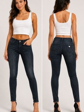 Y2K GUESS Premium Dark Wash Skinny Jeans Size 28